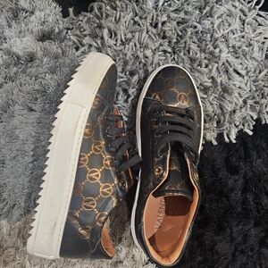 Valentino Black and Gold Patterned Sneakers